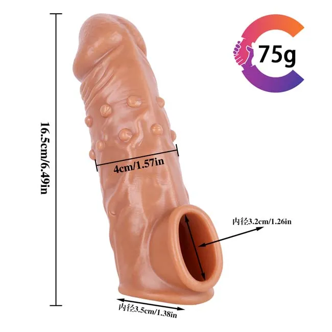 Sèks jwèt ekzotik penis ekstansyon ekstansyon wearables pou gason